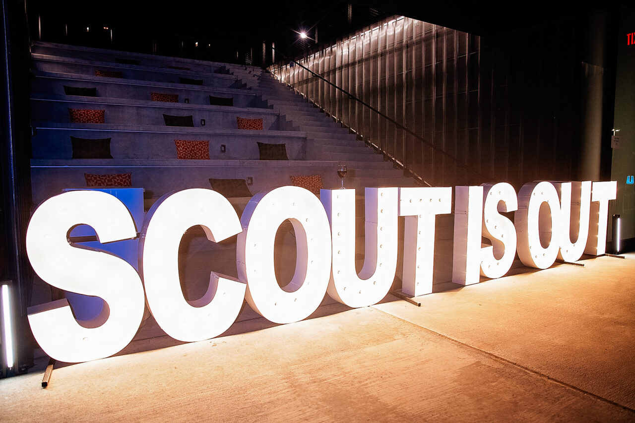 SCOUT IS OUT marquee lit letters Alpha-Lit NWA