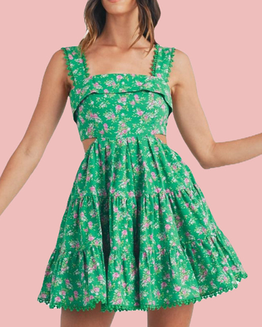 green dress jet set club Flutter Sleeve Wrap Dress, Kelly Green, Green, Helen Jon S main image 0